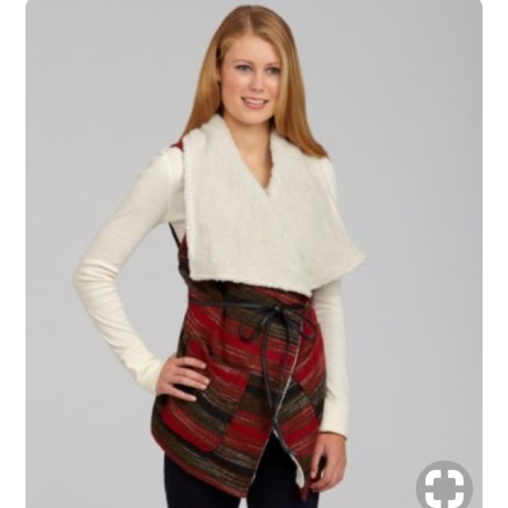 Jolt plaid sheepskin look vest size xs